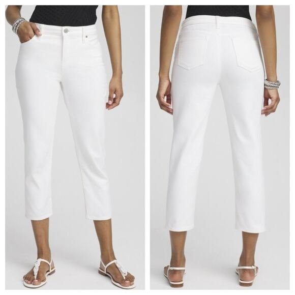 Chico's Women's So Slimming Girlfriend Slim Leg Crop Jean White Size 12 - Picture 1 of 8